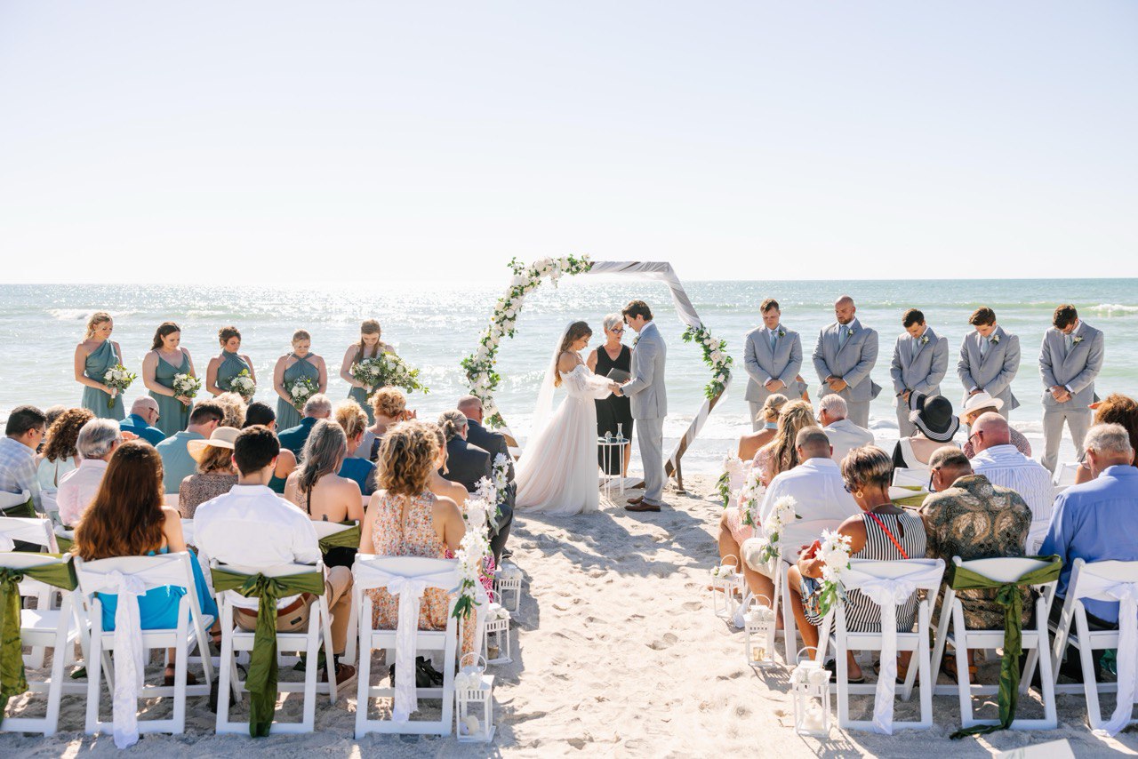 Beach wedding ceremony set up on Florida's Gulf Coast